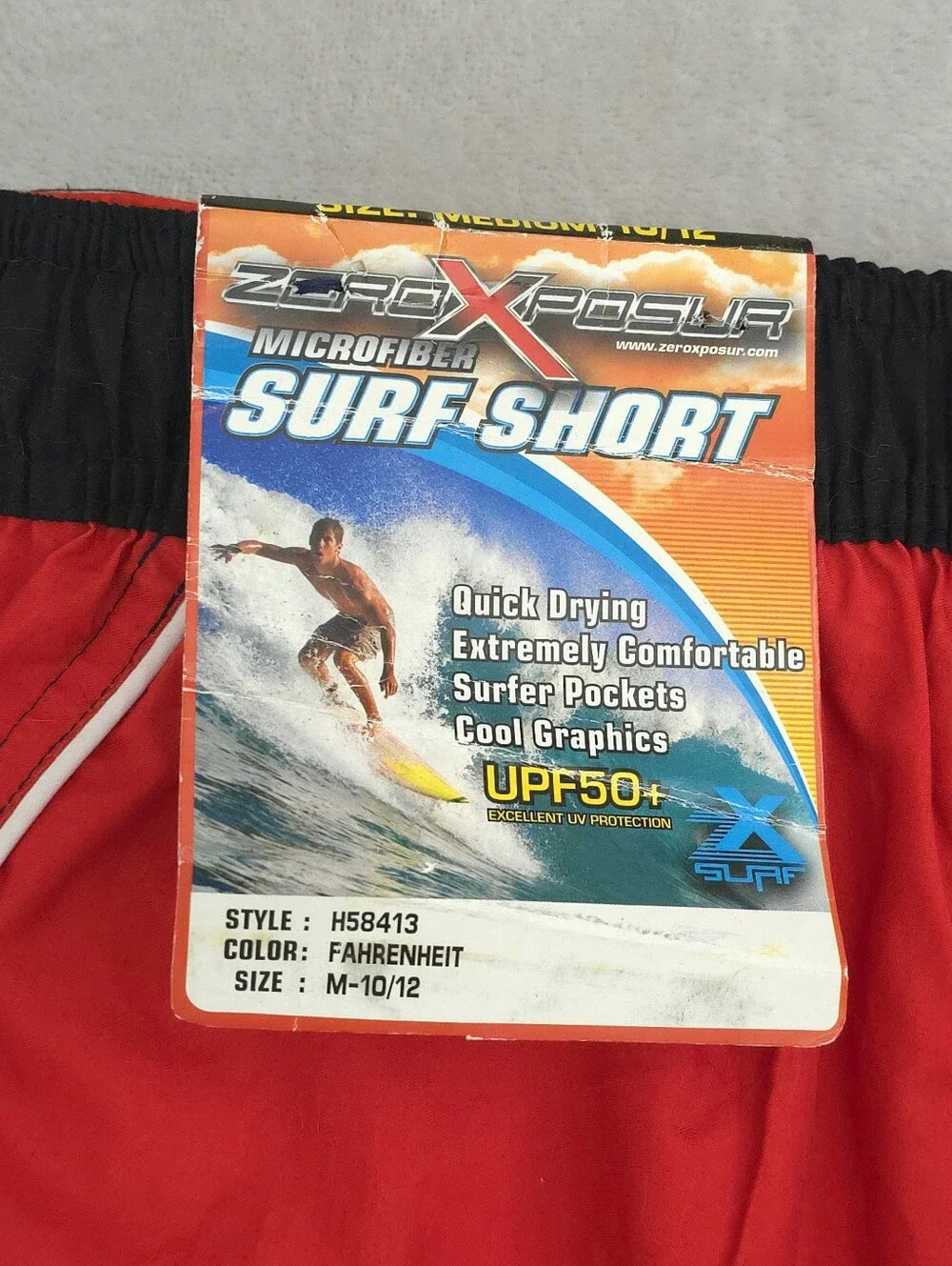 NWT ZeroXposur Boys Board Shorts Swim Trunks Striped Size 10/12 With Goggles